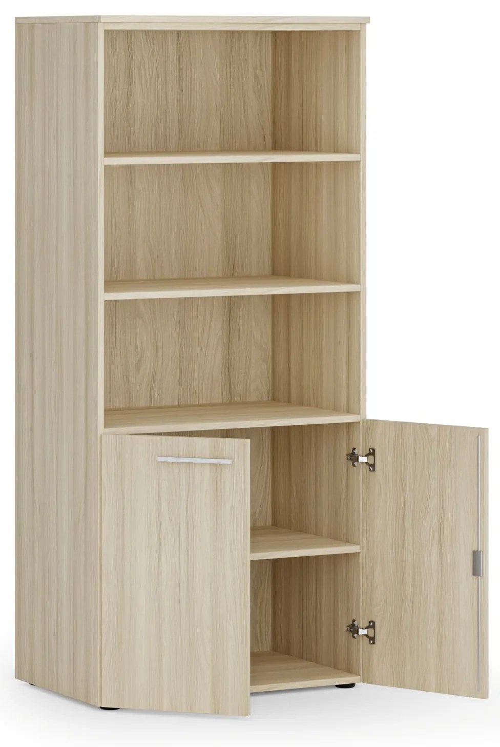 Kombinovaná kancelárska skriňa PRIMO WOOD, nízke dvere, 800 x 500 x 1781 mm, dub prírodný