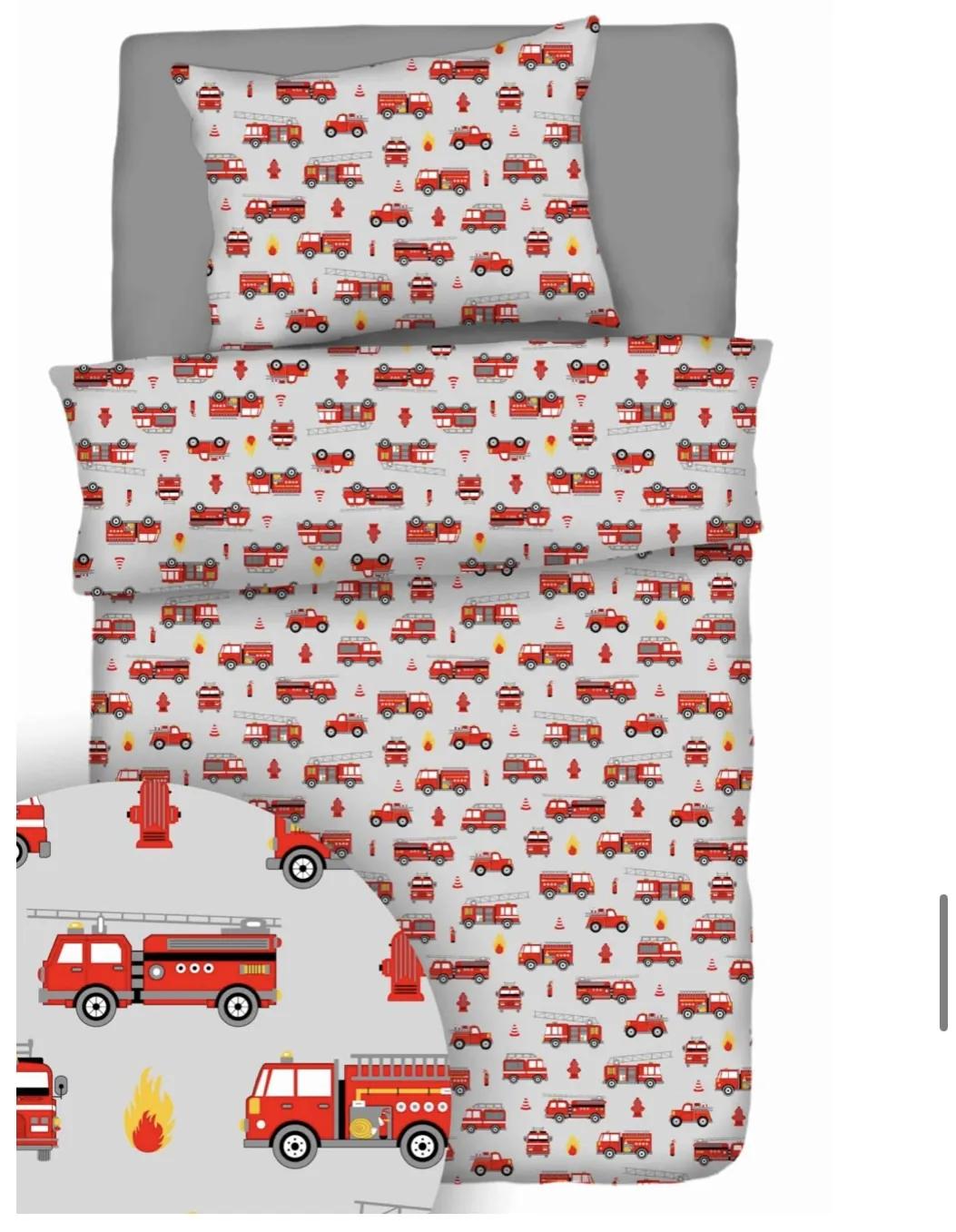 Obliečky bavlnené Hasiči TiaHome - Detský set 130x90cm + 65x45cm