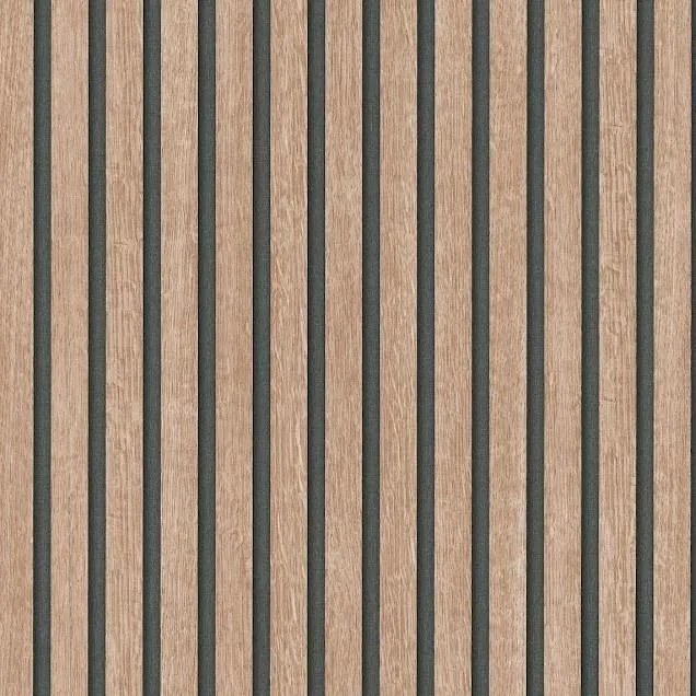 Vliesové tapety na stenu IMPOL TRADE 10400-32, rozmer 10,05 m x 0,53 m, lamely na stenu dub natural, IMPOL TRADE
