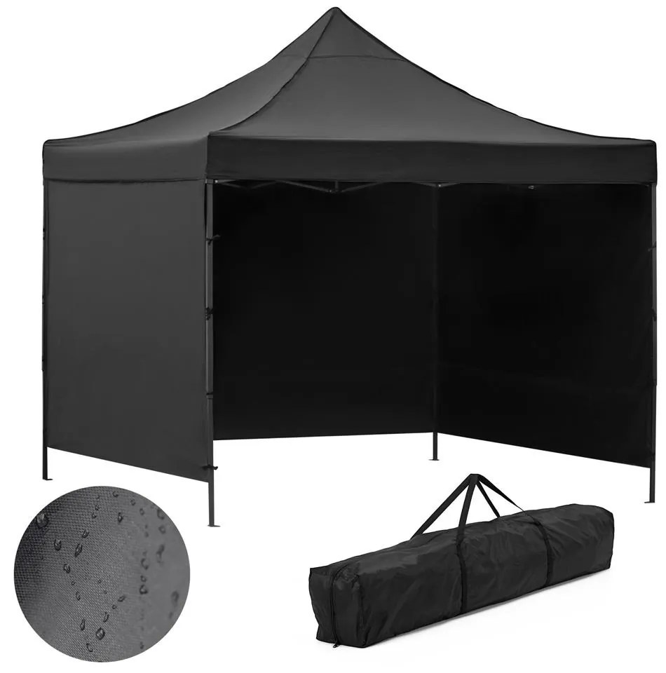 Nožnicový stan 3×3 m – záhradný pavilón pre veľtrhy, expresné akcie a catering, čierny Springos GP0004