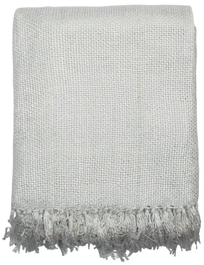 Krémový pléd so strapcami a striebornou patinou Gypsy - 130 * 1 * 180cm
