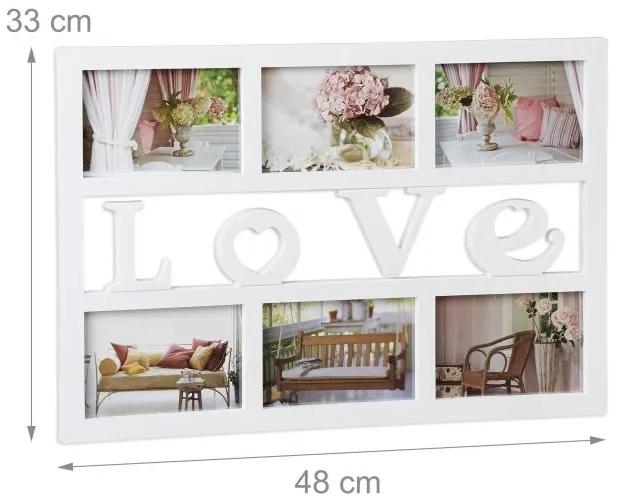 Fotorám Love na 6 fotiek, biely, gm 2432, 48x33cm