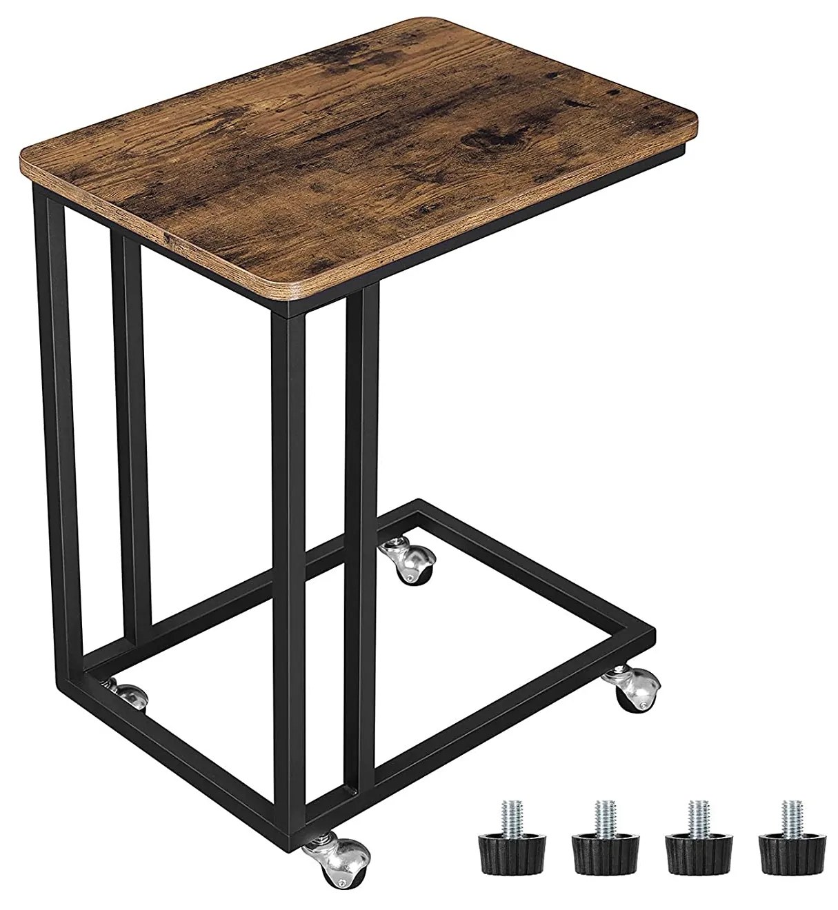 Odkladací stolík na kolieskach TAYLOR 50x35cm, rustikálne hnedý