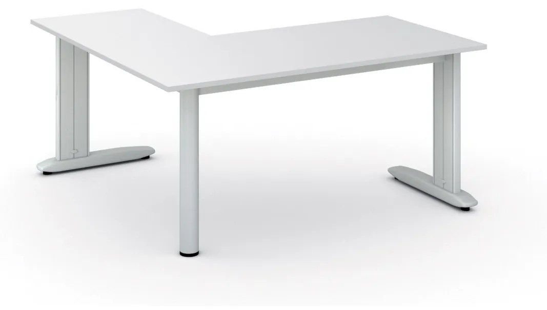 Rohový kancelársky písací stôl PRIMO FLEXIBLE, 1600 x 1600 mm, biela