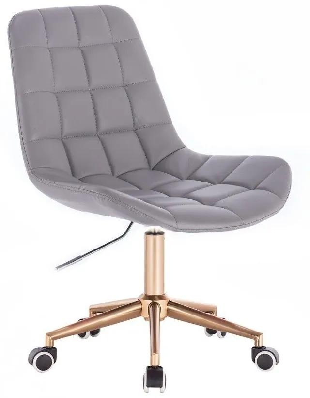 LuxuryForm DESIGN Stolička PARIS na zlatej podstave s kolieskami - šedá