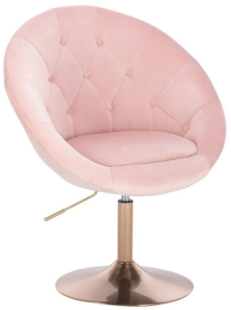 LuxuryForm DESIGN Kreslo VERA VELUR na zlatom tanieri - svetlo ružové