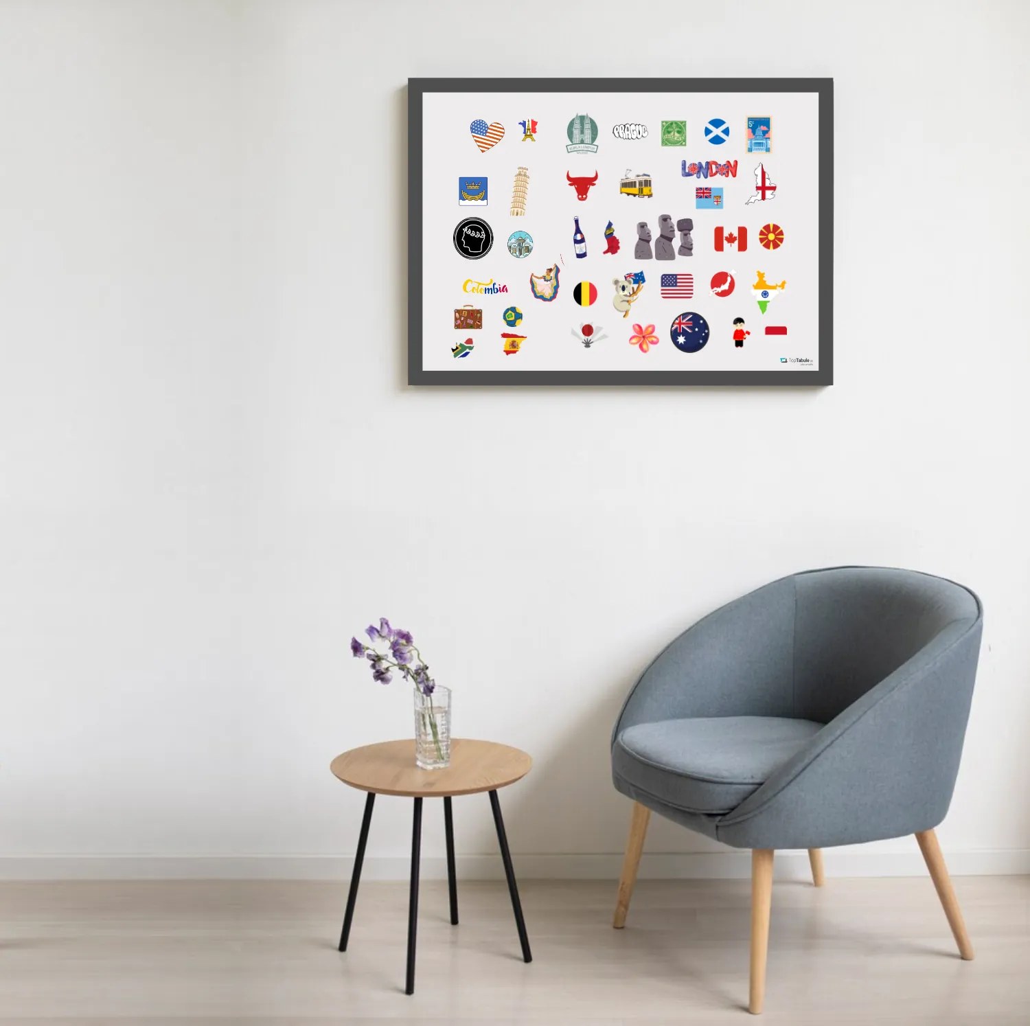 Toptabule.sk Biela tabuľa na magnetky v drevenom šedom ráme 200x100 cm