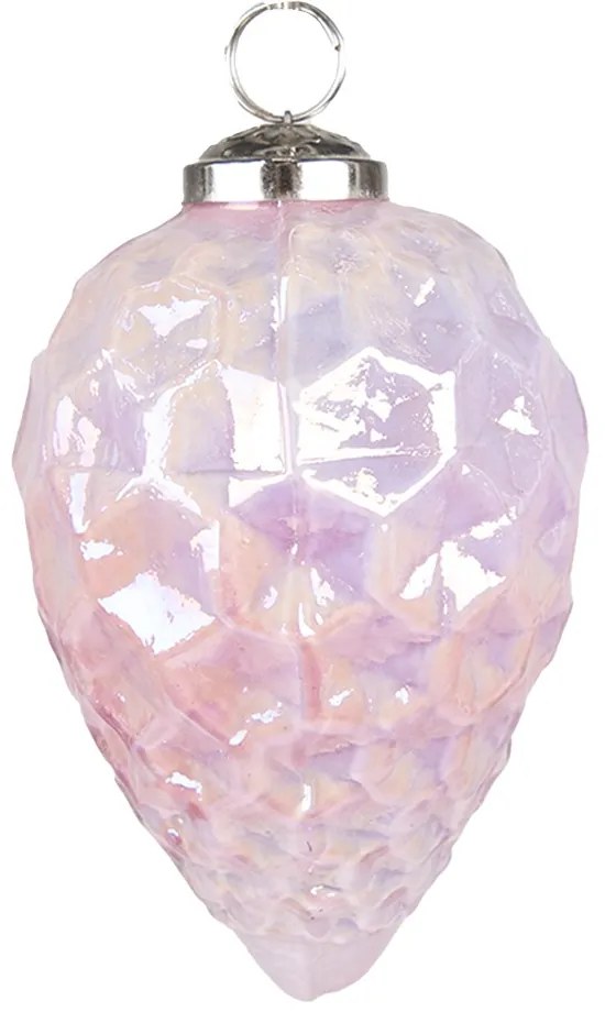 Růžová duhová skleněná ozdoba šiška - Ø 6*11 cm Růžová duhová skleněná ozdoba šiška - Ø 6*11 cm
