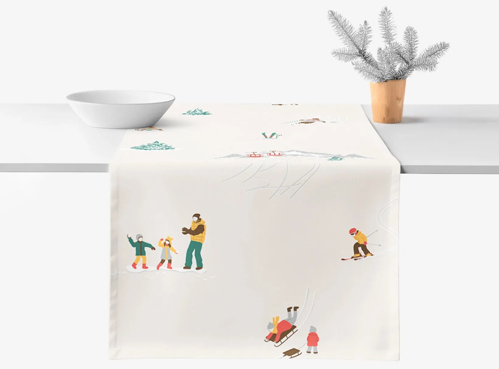 Goldea behúň na stôl 100% bavlnené plátno - zimné radovánky 35x160 cm