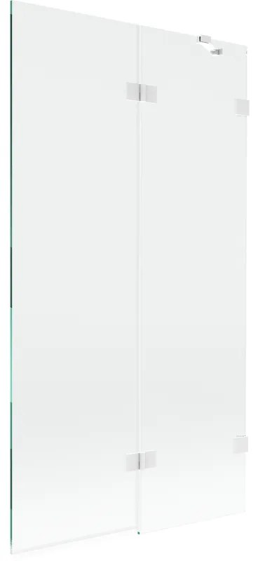 Mexen Lunar, 2-krídlová vaňová zástena pravá 100 x 150 cm, číre sklo, biela, 897-100-100-20-00-P