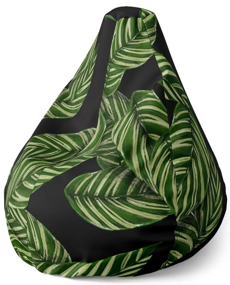 Sedací vak Pear abstrakcia listov - detský, zelená