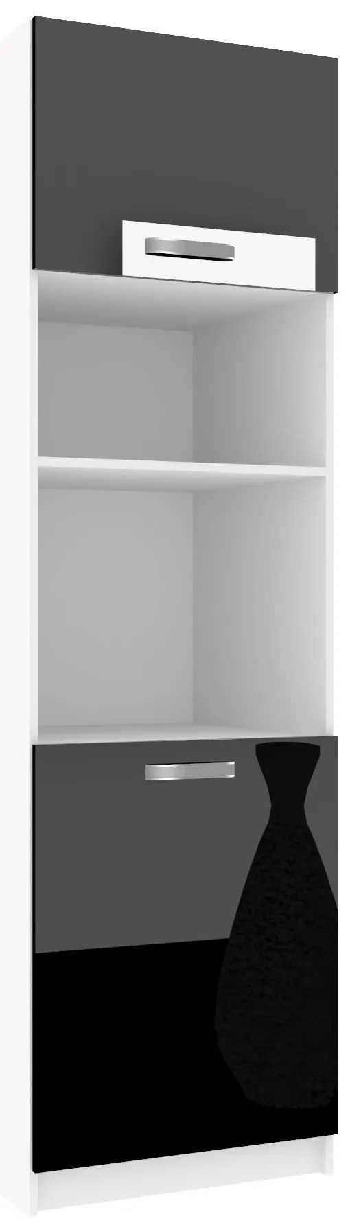 Vysoká kuchynská skrinka Belini pre vstavanú rúru 60 cm čierny lesk INF SSP60/1/WT/B/0/F