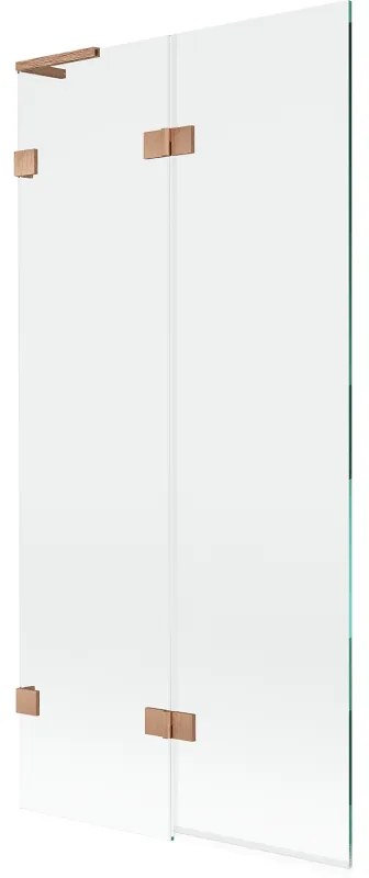 Mexen Lunar L, 2-krídlová vaňová zástena ľavá 90 x 150 cm, číre sklo, medená matná, 897L-090-100-65-00-L