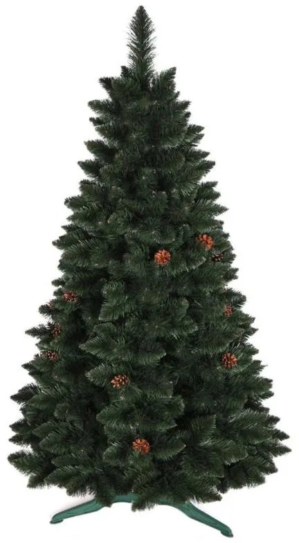 Umelý 3D vianočný stromček BOROVICA smaragdová 220cm so šiškami