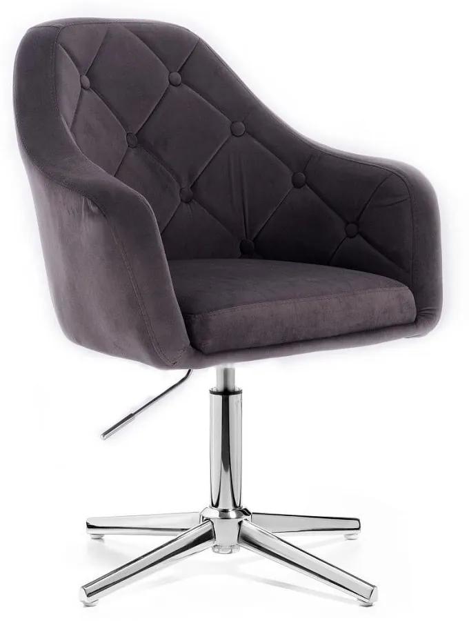 LuxuryForm DESIGN Kreslo ANDORA VELUR na striebornom kríži - tmavo šedé