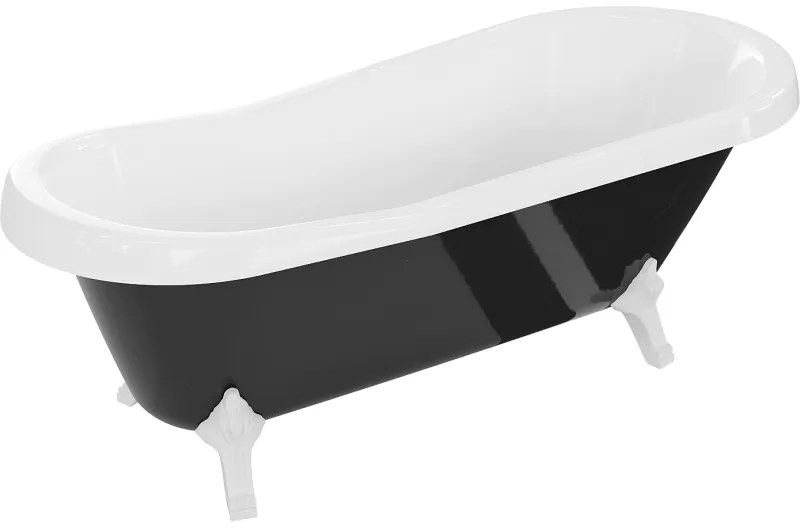 Mexen Retro, voľne stojaca vaňa 170 x 75 cm, biela-čierna, biele nohy, 53251707575-20
