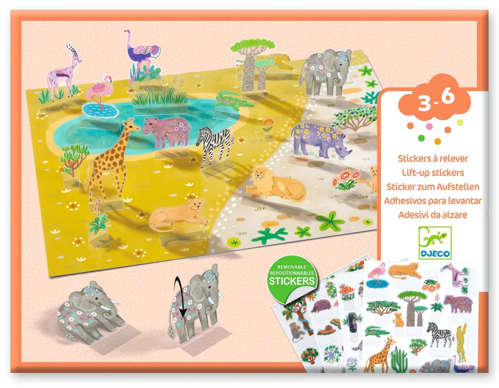 Kreatívna súprava so zdvíhacími samolepkami – 3D scény – zvieratá