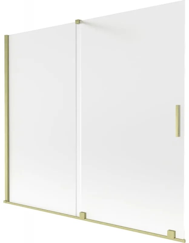 Mexen Velar, 2-krídlová posuvná vaňová zástena 180 x 150 cm, 8mm sklo námraza, zlatá matná, 896-180-000-31-55