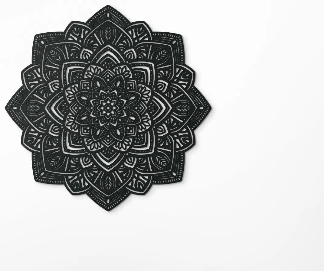 drevko Vyrezávaná drevená mandala Symetria Rozmer obrazu: 120 x 120 cm, Farba dekorácie: Čierna