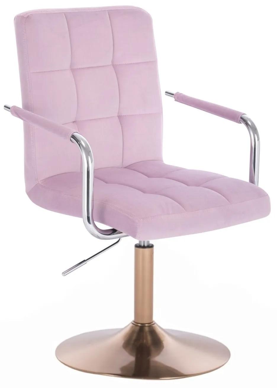 LuxuryForm DESIGN Stolička VERONA VELUR na zlatom tanieri - levanduľa
