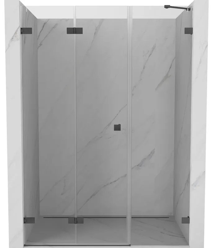Mexen Lunar-F, skladacie ľavé sprchové dvere 125 cm, 8mm číre sklo, brúsený grafit profil, 836S-125-050-66-00-L