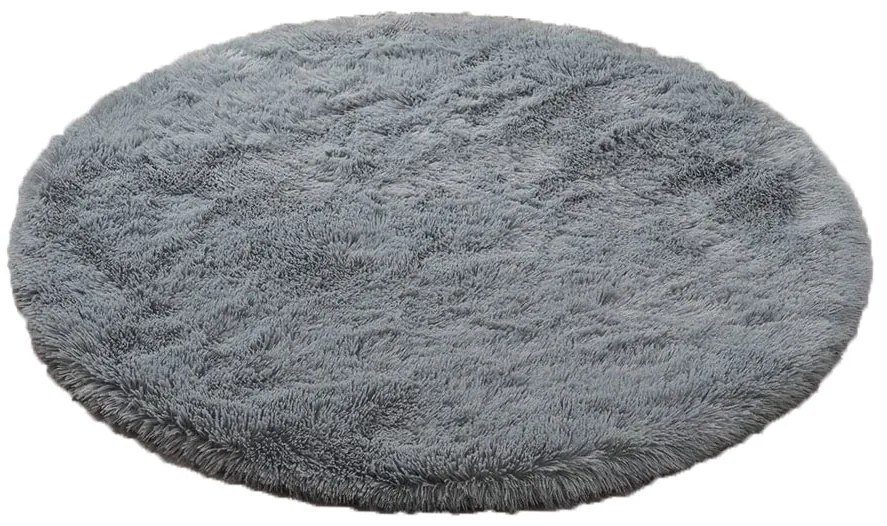 TZ Sivý okrúhly shaggy koberec Lana Rozmer: 90 cm