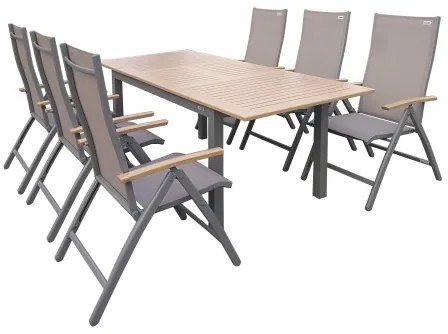 Doppler EXPERT WOOD - záhradná hliníková sedacia súprava 6+1