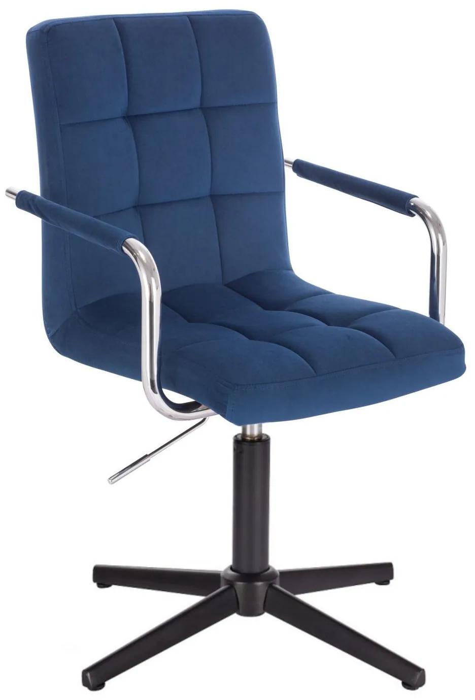 LuxuryForm DESIGN Stolička VERONA VELUR na čiernom kríži - modrá