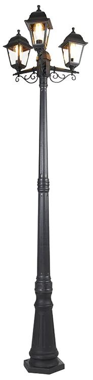 Klasická lampa s lampášom čierna 3 svetlá IP44 - Capital