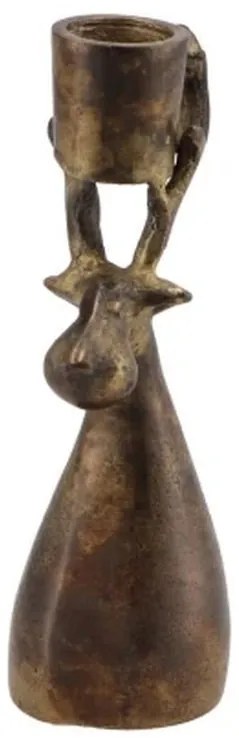 Mosadzný antik kovový svietnik na úzku sviečku sob Debra - 9*8*9 cm