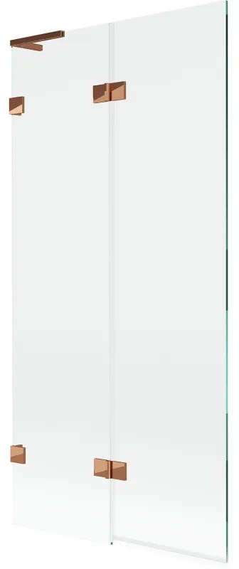 Mexen Lunar L, 2-krídlová vaňová zástena ľavá 90 x 150 cm, číre sklo, ružové zlato, 897L-090-100-60-00-L