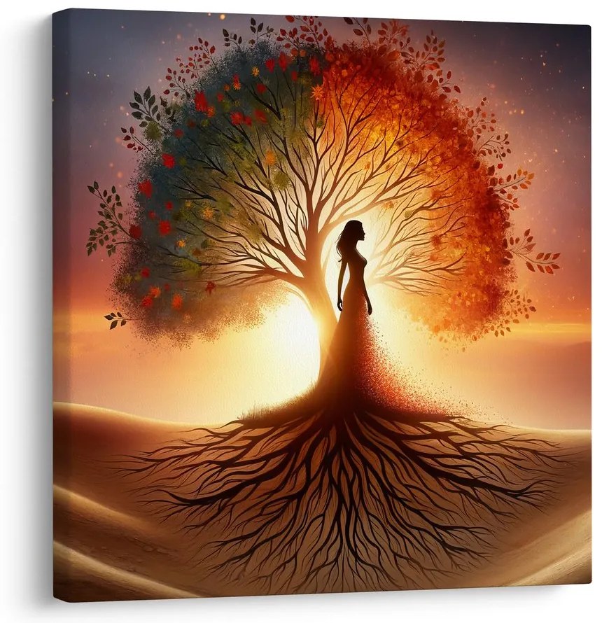 Obraz západ slnka a strom života