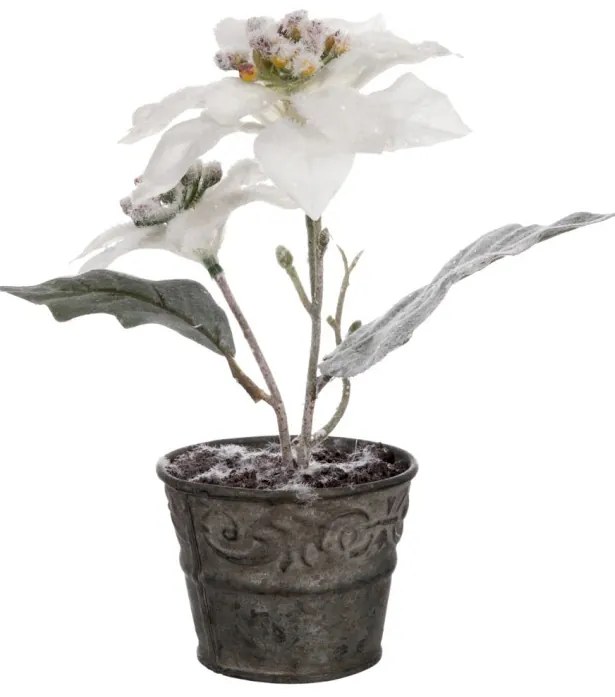 Biela dekoratívne umelá vianočné hviezda v kvetináči - 10 * 10 * 19 cm