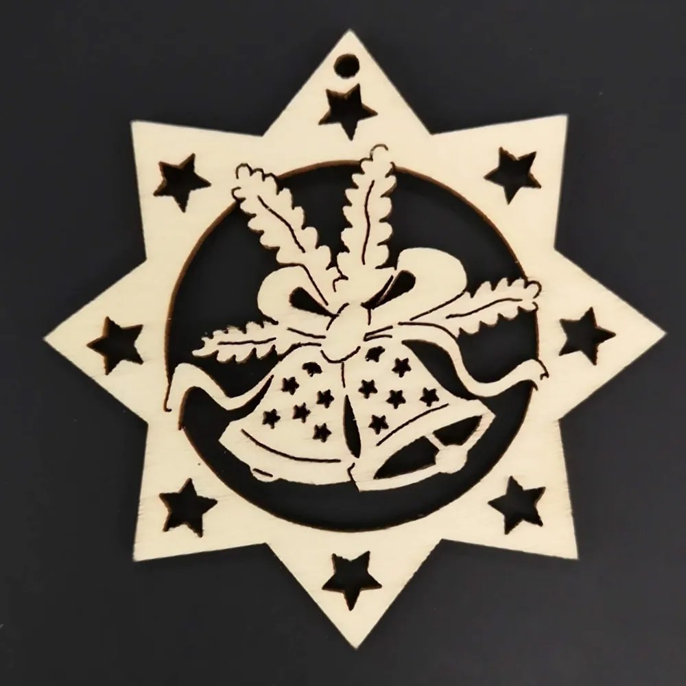 AMADEA Drevená ozdoba hviezda so zvončekmi 9 cm AMADEA Drevená ozdoba hviezda so zvončekmi 9 cm