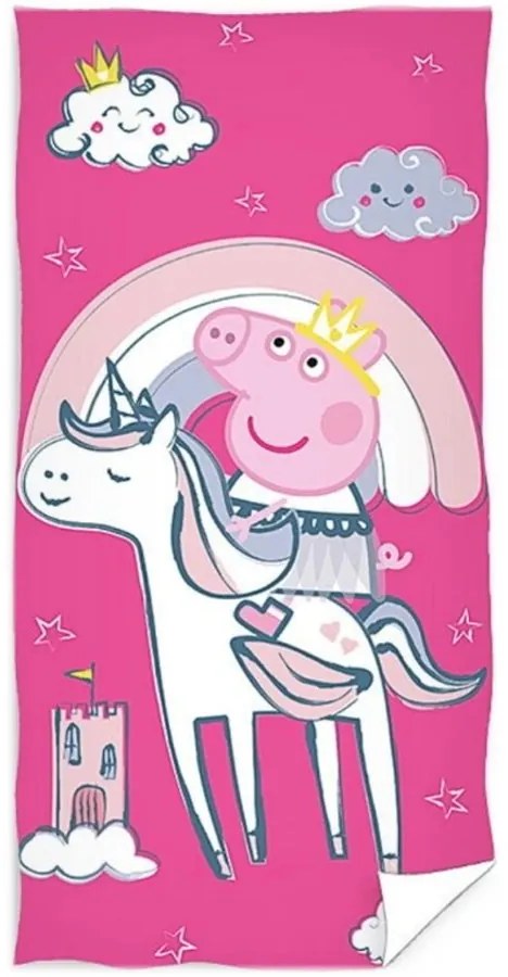 Bavlnená plážová osuška Prasiatko Peppa - motív Pepinka Princezná - 100% bavlna - 70 x 140 cm