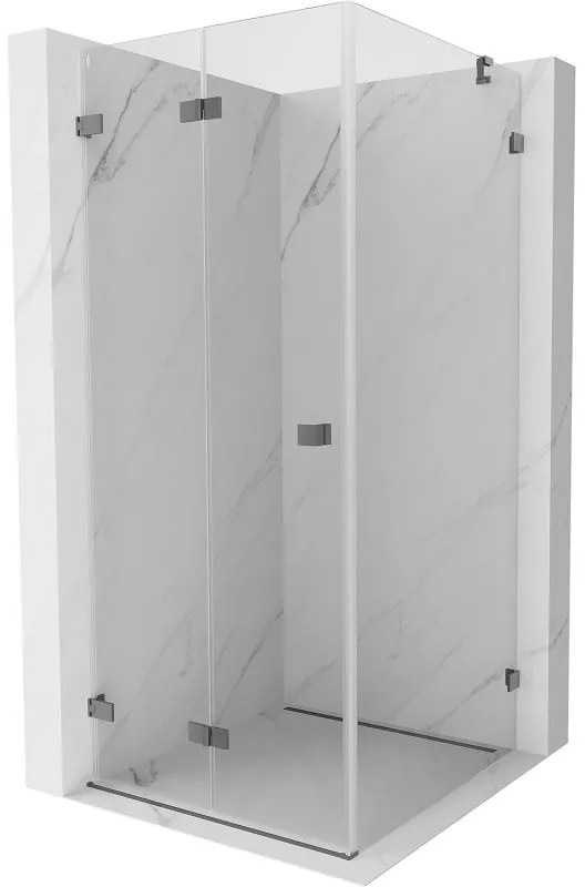 Mexen Lunar-F, skladací sprchový kút ľavý 70 x 70 cm, 8mm číre sklo, grafitový profil, 836-070-070-95-00-L