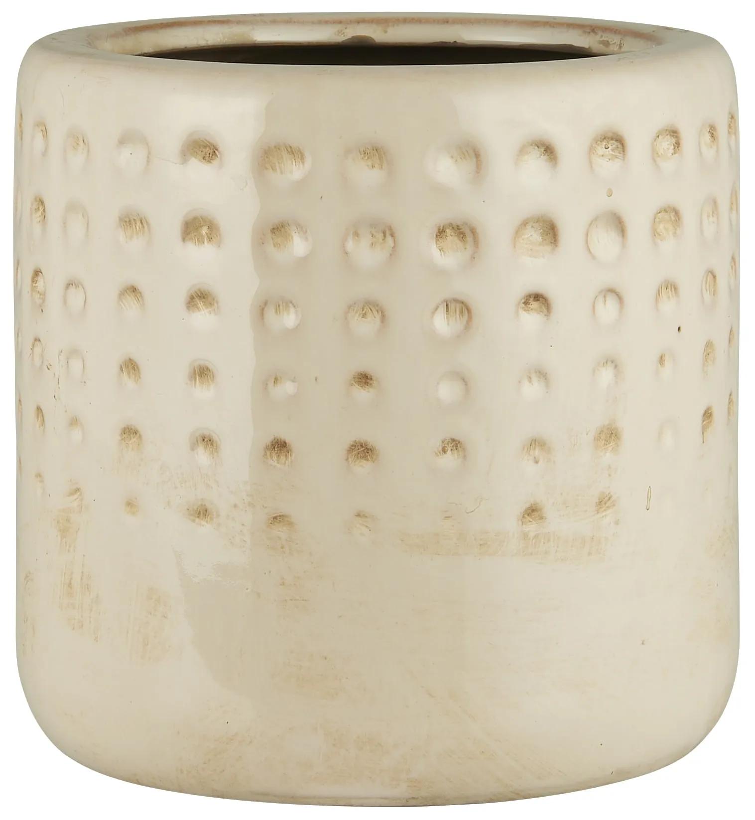 Ib Laursen Keramický obal na kvetináč Frida Glossy Glaze Cream 15,5 cm