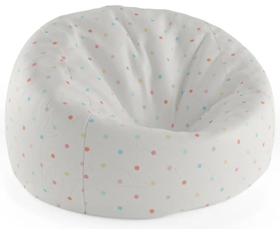 Sedací vak Cocoon farebné bodky na béžovej - detský, krémová