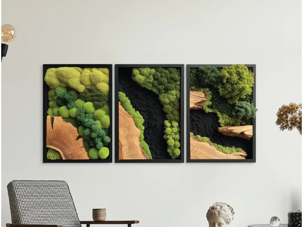 drevko | Trojdielny machový obraz Hlbočina (UV tlač) 41 x 90 cm