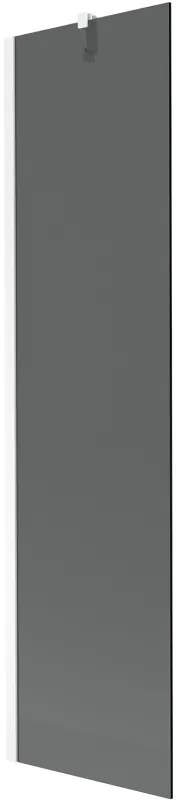 Mexen Next, vaňová zástena 1-krídlová 50 x 150 cm, fixné krídlo, 6 mm šedé sklo, biely profil, 895-050-000-00-40-20