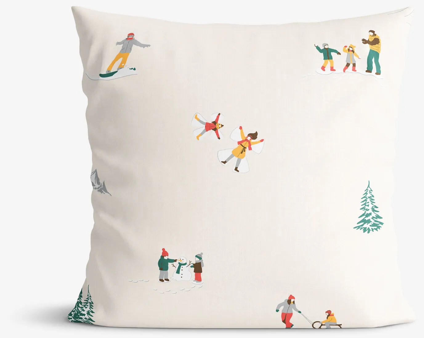 Goldea vianočná bavlnená obliečka na vankúš - zimné radovánky 45 x 45 cm