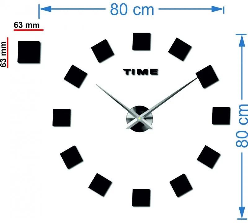Nástenné hodiny nalepovacie ŠTRVORCE l 3D HODINY 12S036