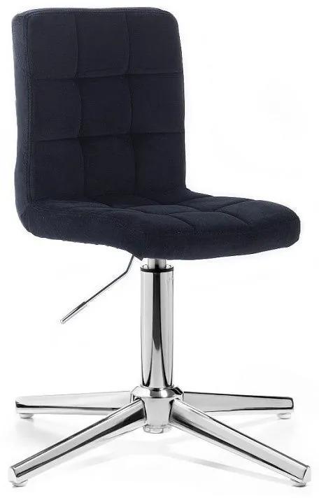 LuxuryForm DESIGN Stolička TOLEDO VELUR na striebornom kríži - čierna