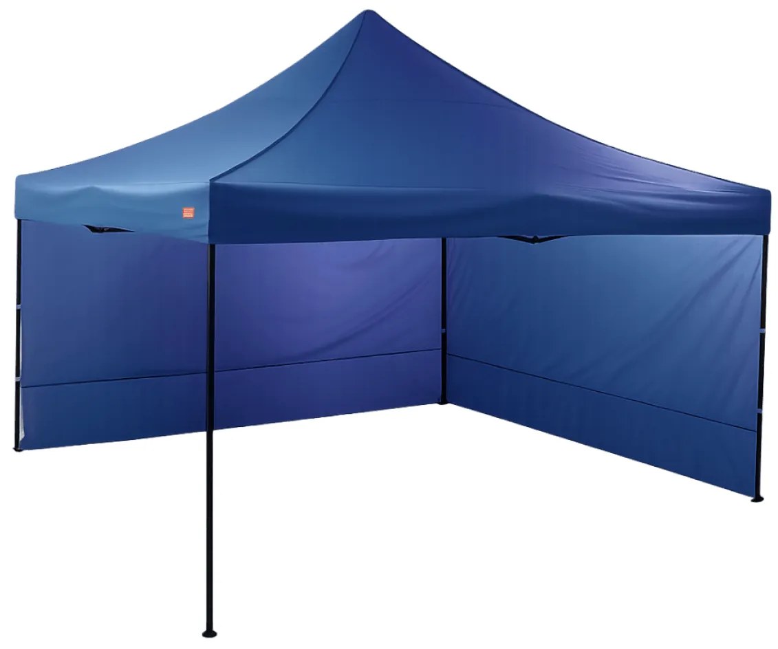 Rýchlorozkladací nožnicový stan 4x4m – oceľový, Modrá, 2 bočné plachty