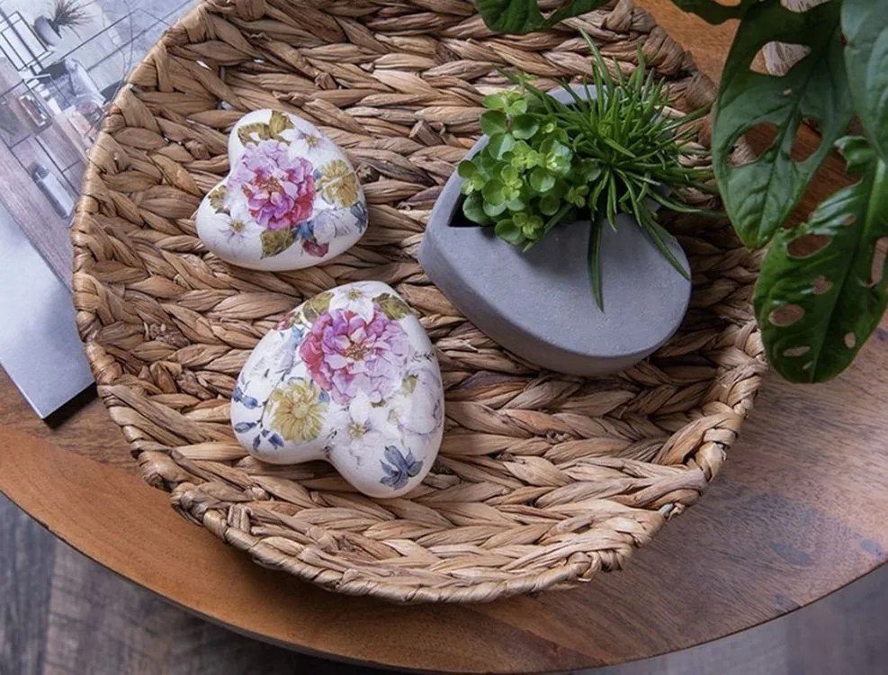 Šedý kvetináč v tvare srdca - 13*13*6 cm