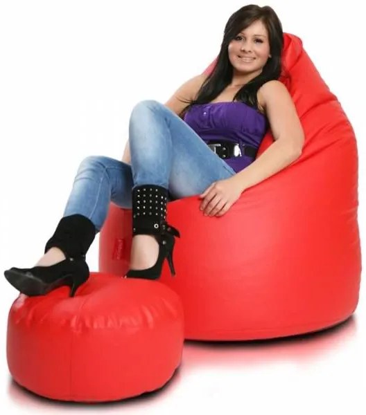INTERMEDIC SK - Sedací vak Mega Sako z ekokože 135x85 cm | relaxačné a pôrodné kreslo, 335 l Farba: E06 - Červená (ekokoža)