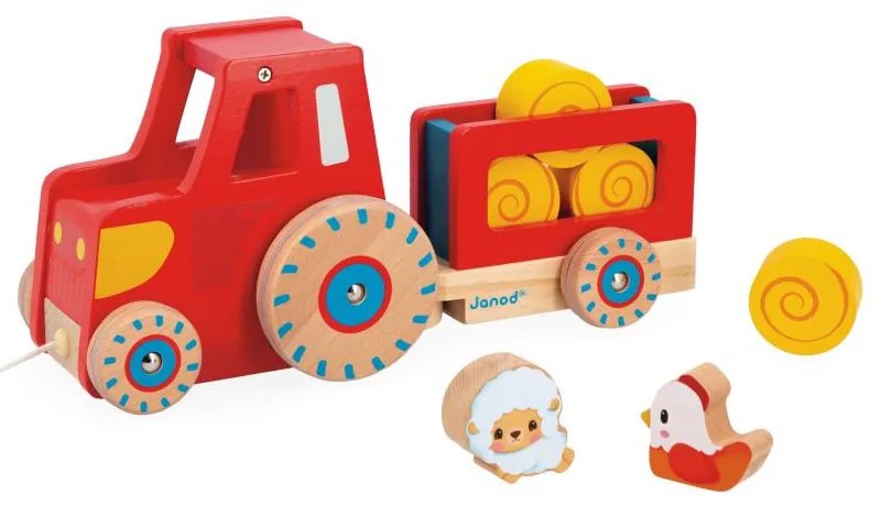 Ťahací drevený traktor s doplnkami