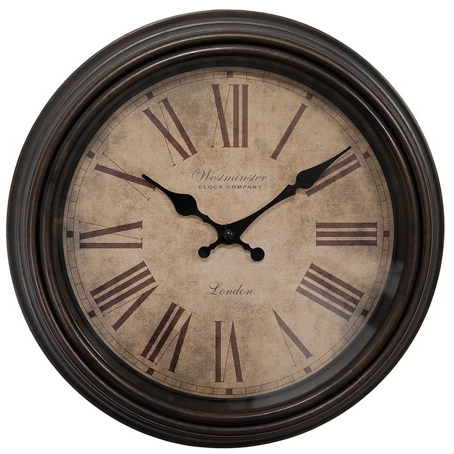 Hněde nástěnne hodiny - Ø 29x5 cm / 1xAA
