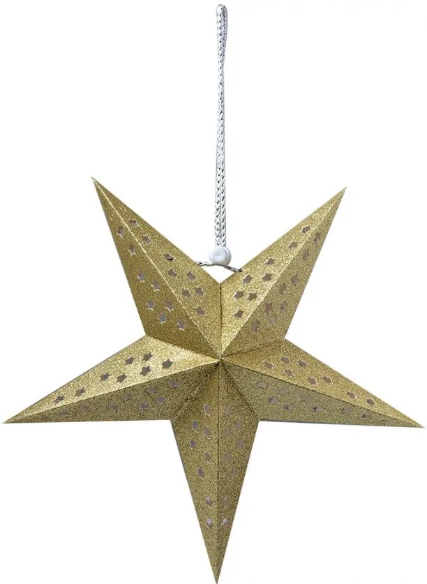 Zlatá závesná vianočná papierová hviezda S - 30*10*30 cm