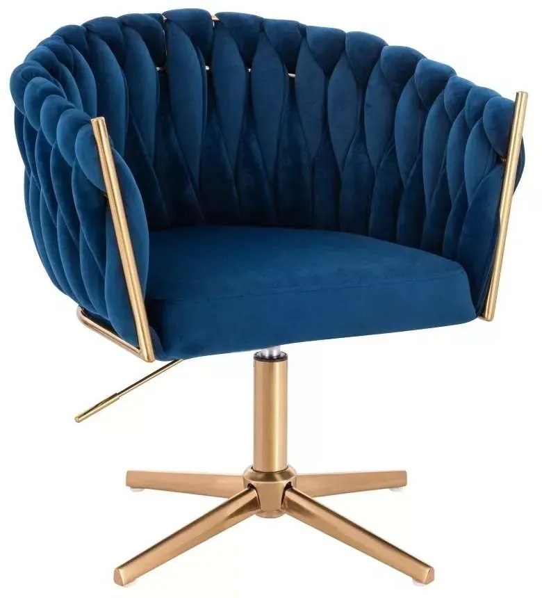 LuxuryForm DESIGN Kreslo NORDEN VELUR na zlatom kríži - modré